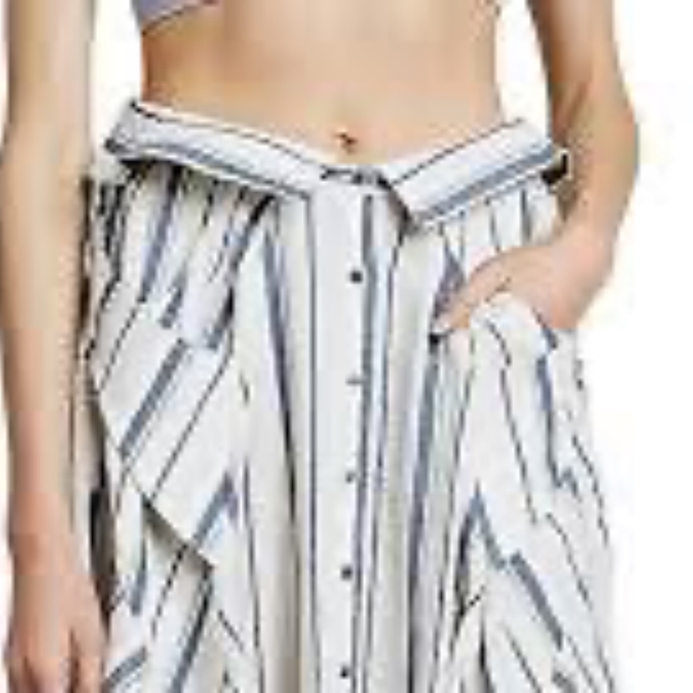 FREE PEOPLE "Boardwalk Babe" Linen-blend midi Skirt, Size "M"